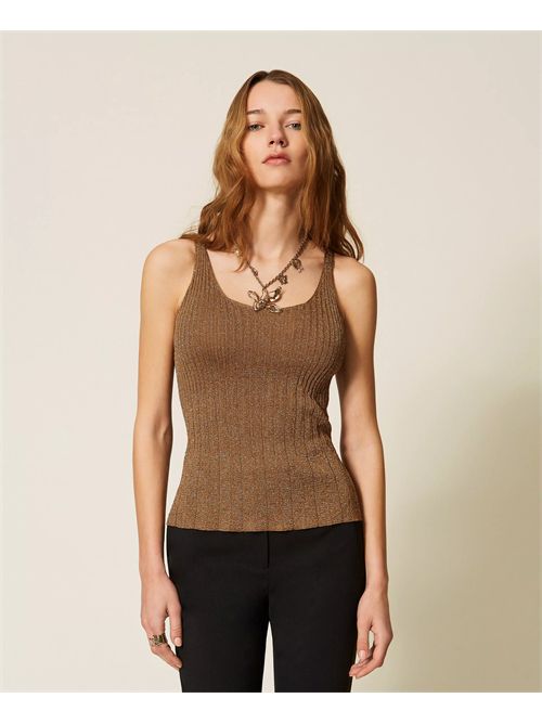 Top in maglia con lurex